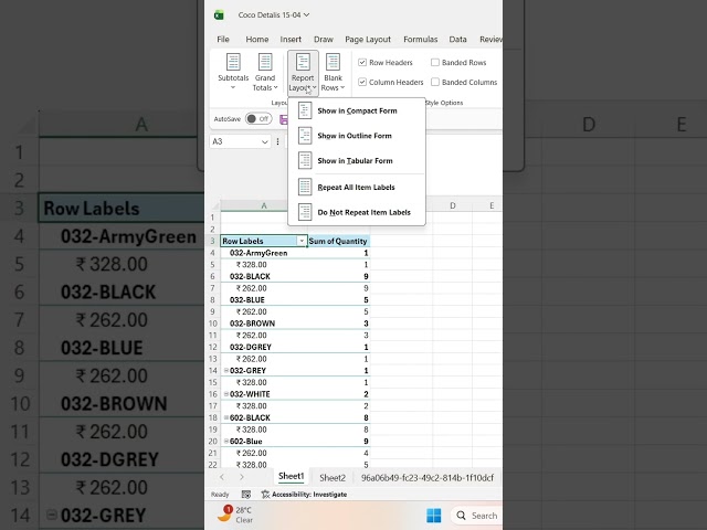 Pivot Table Secret: Repeat Labels & Tabular Form in Excel 🔥