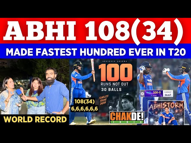 Abhishek Sharma 108(34) 🥵 Record Fastest Hundred Ever In T20 Cricket History || Pak Public Reactions