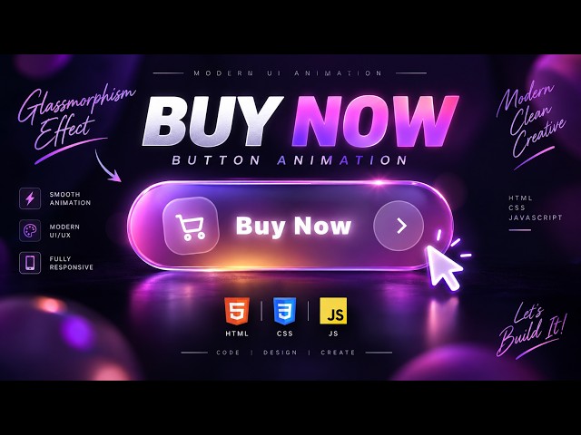 I Designed a Futuristic Buy Now Button ✨ | Glassmorphism UI with html css js
