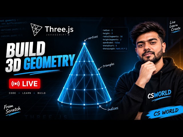 Three.js Day 5 🔥 | 3D Primitives From ZERO | Box, Sphere, Cone, Cylinder & Torus | LIVE
