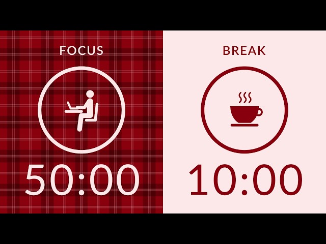 50/10 Pomodoro Timer with Brown Noise 🎧 4-Hour Study with Me for Deep Focus & ADHD ✨