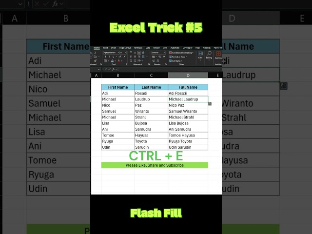 Excel Trick #5 - Flash Fill