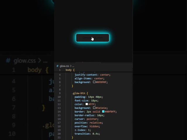 Glowing Hover Button Using HTML & CSS | Animated UI Button Design #shorts #coding #html #css