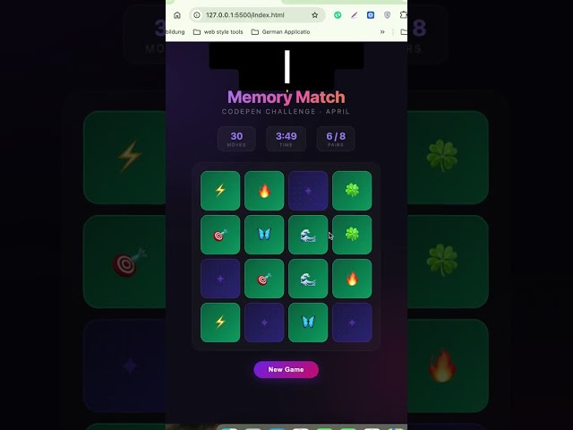Memory Match Game 🧠🔥 | HTML, CSS & JavaScript