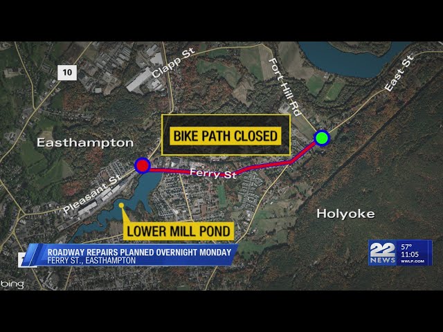 Easthampton lowers pond, closes bike path for road repairs