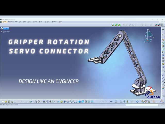 Gripper Rotation Servo Connector – Small Arm Robot | CATIA V5 Design Series