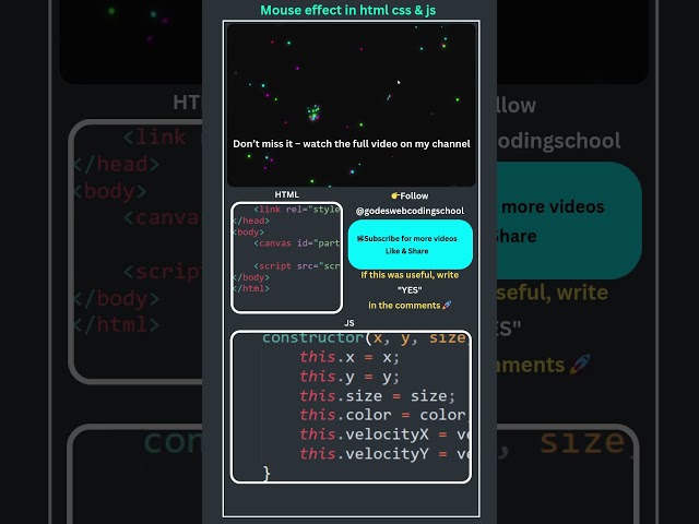 Mouse Effect Animation in HTML CSS & JS 🔥 | 1 Minute Project