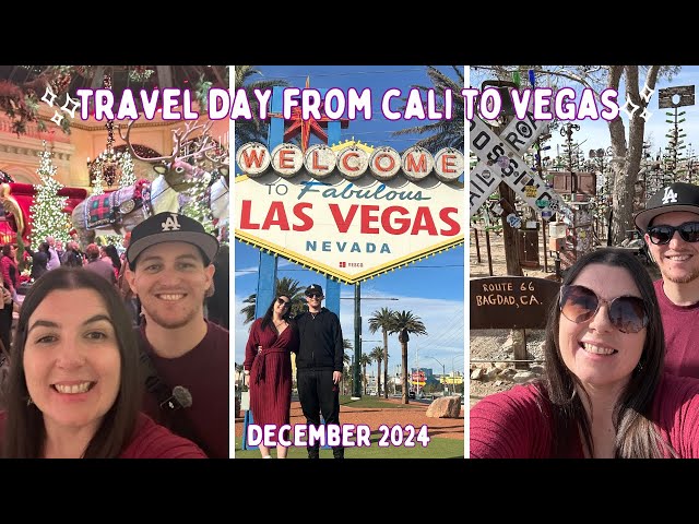 Vegas Travel Day! Porto's Bakery,  Route 66, NYNY Hotel Room Tour & Bellagio Christmas | DAY6 DEC24