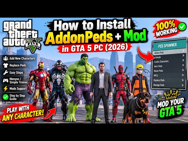 How to Install AddonPeds + Superman Mod in GTA 5 PC (2026)