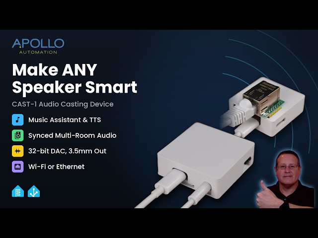 This Tiny ESPHome Device Makes Dumb Speakers Smart (Apollo CAST-1)