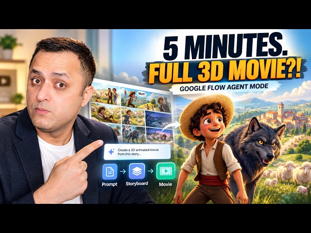 How to Make a 3D AI Movie in 5 Minutes | Google Flow Agent Mode Tutorial