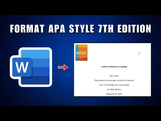 Formatting A Paper In APA Style 7th Edition 2026