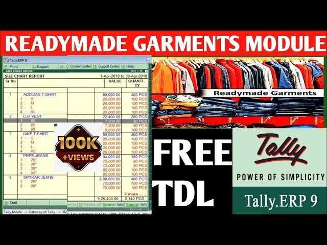 how to maintain inventory of readymade garment or textile in tally with free TDL