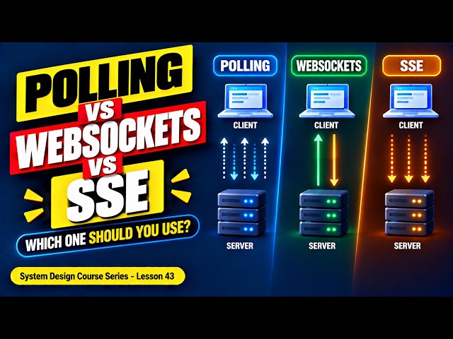 Lesson-43 | Polling vs WebSockets vs SSE: Which One Should You Use? | System Design Interview Series