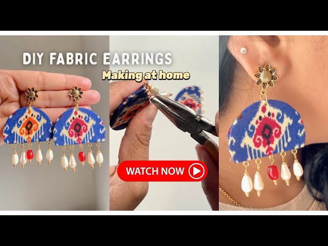 Beautiful Fabric earrings making at home #fabricjewellery #handmadejewellery #diyjewelry 