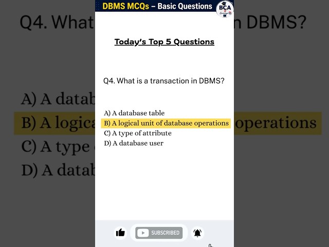 Part 3 | Can You Answer These 5 DBMS Questions? Test Your Knowledge 🎯 | BCA Learnings 📝