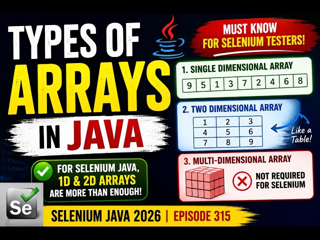 315. Types of Arrays in Java (Selenium Java 2026)