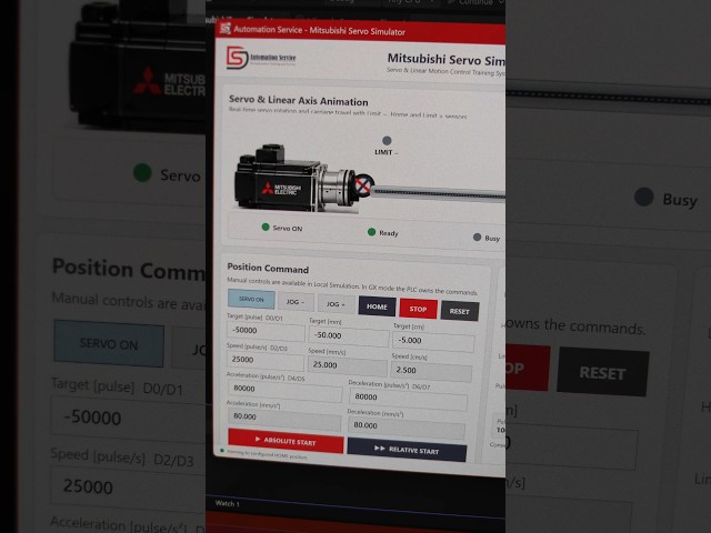Servo motor simulator with GX Work2 #hmi #simulator #servo #servomotor #SDAutomation #shorts