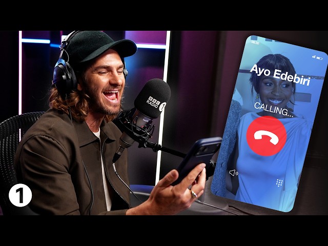 Andrew Garfield calls his famous friends - are they sitting or standing?!