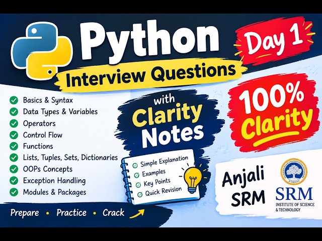 Python Interview Questions Day 1 🐍 | Python Basics | 100% Clarity Notes 💯 #Python #interviews