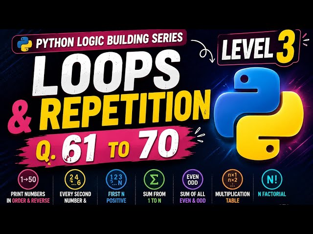 Python Loops & Repetition 🔥 | 10 Logic Building Questions | Q61–Q70 | Level 3