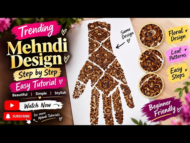 Trending Mehndi Design 🌸 | Easy Step by Step Tutorial