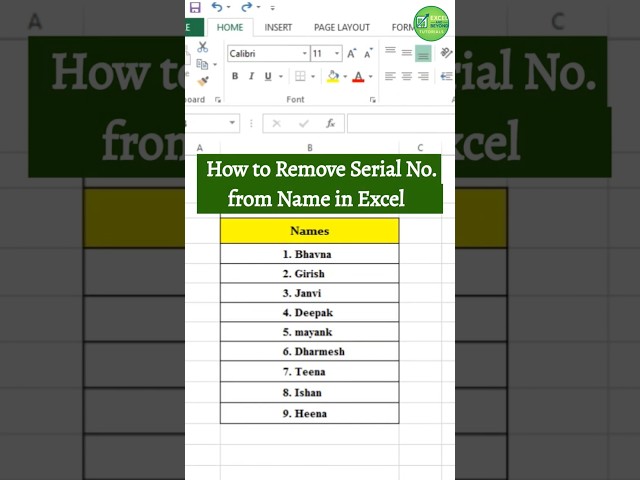 How to Remove Serial Number From Name in Excel #excel #exceltips #formula #exceltutorial #shorts