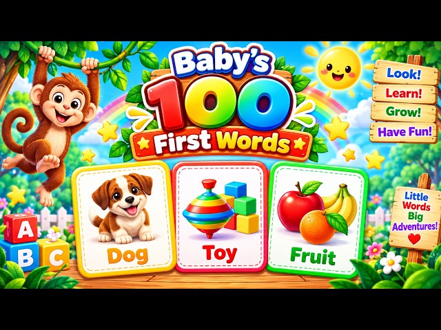 Baby's 100 First Words | Learn to Talk for Toddlers | Baby Learning to Talk