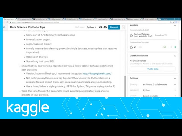 Kaggle Live-Coding: Putting together your data science portfolio | Kaggle