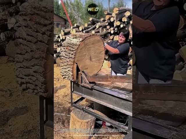 Heavy timber processing workflow: Uses hydraulic log splitter for fast massive tree trunk splitting