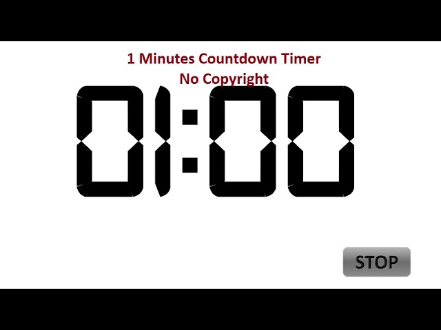 1 MINUTE Countdown Timer with Alarm - No Copyright - 60 SECONDS TIMER - Royalty free countdown timer
