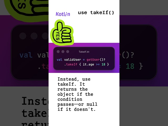 kotlin takeif #programming #coding #kotlin #better #tips #cleancode #codingtips #androiddevelopers