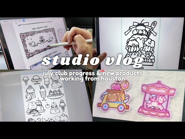 working in another city! new product designs & july mail club progress ꣑ৎ✿ | studio vlog 32