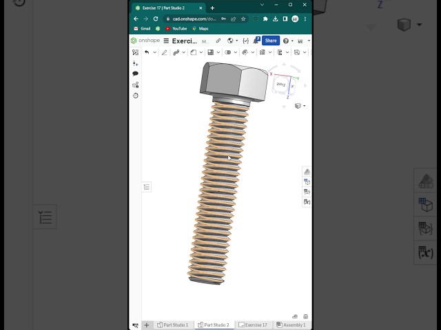 CAD Exercise | Bolt #cad #onshape #autocad #solidworks #engineering #mechanical #drafting