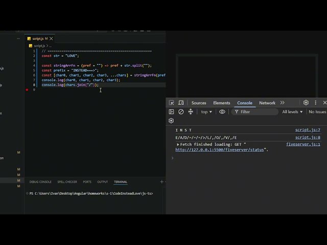 JavaScript Destructuring + Extract individual characters & Rest Explained 🚀 #shorts