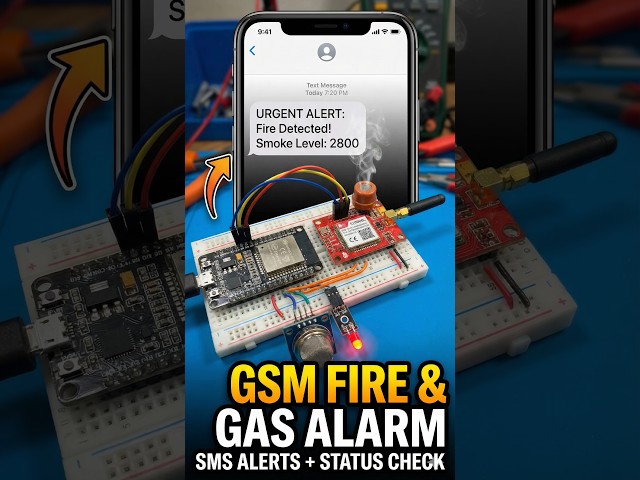 Build a GSM Fire Alarm in 60s #esp32 #iot #esp32ota #sim800l #shorts