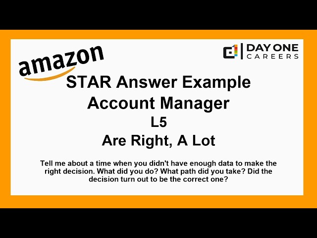 Amazon Interview STAR, L5, Account Manager - Are Right, A Lot