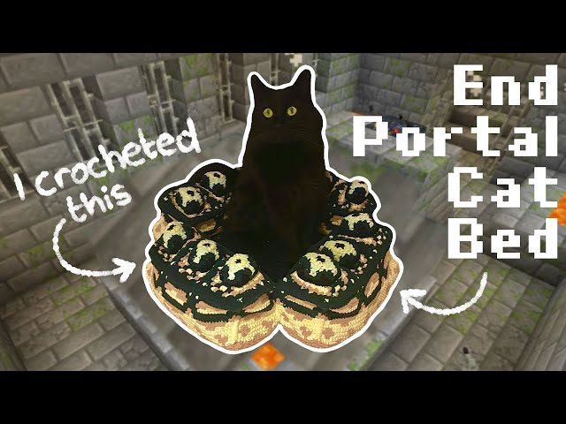 I crocheted a Minecraft End Portal cat bed!