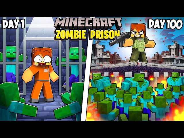 I Survived 100 Days in a ZOMBIE PRISON in Minecraft!