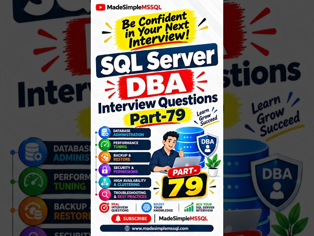 SQL Server Interview Questions | #learnsql #databaseconcepts #sql #coding | @MadeSimpleMSSQL