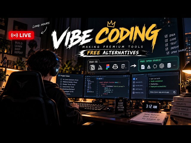 LIVE: Vibe Coding for Hours — Building Free Alternatives to Premium Tools