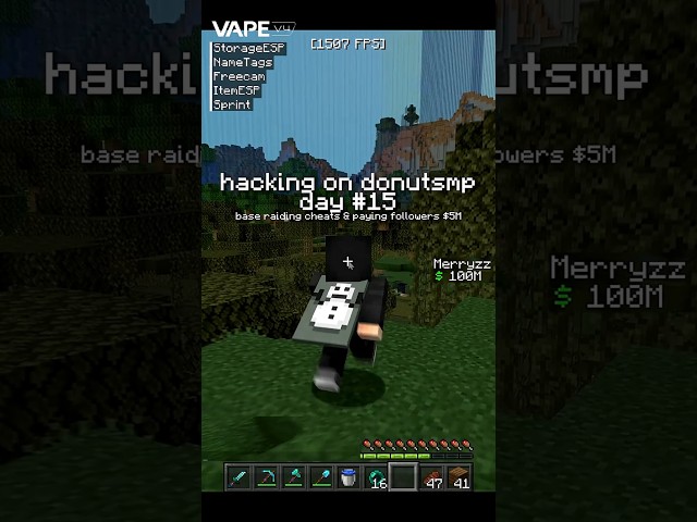hacking on donutsmp day #15 (op base finder cheats) #shorts #donutsmp #drdonut #minecraft #mcpe