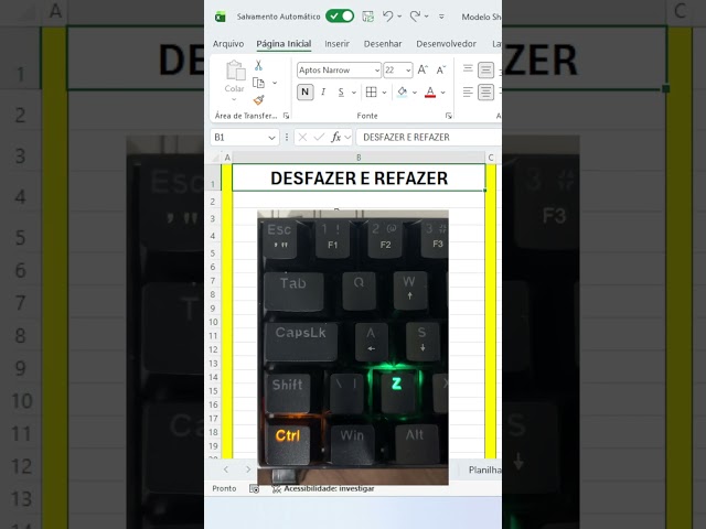 Atalhos para desfazer e refazer ações no Excel ⌨️ #ti #computador #informatica #shorts