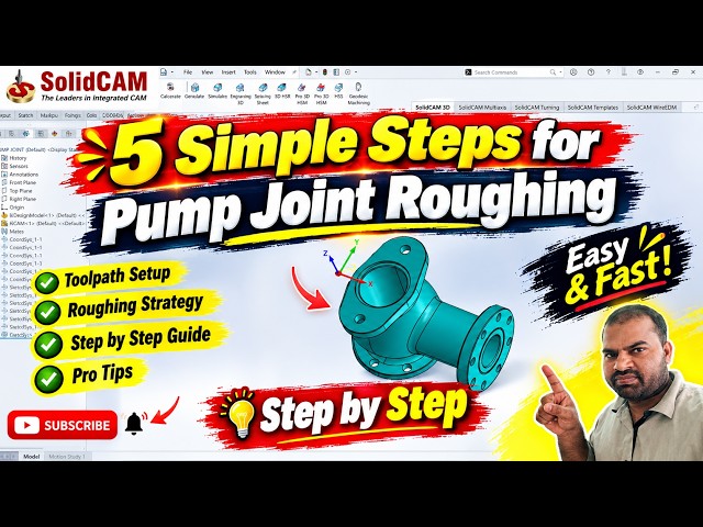 Pump Joint Machining Made EASY in 5-Axis | SolidCAM 5-Axis CNC Tutorial