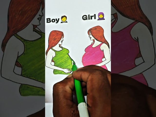 Boy vs. Girl Bump Shape Art Tutorial 🎨👶 | Creative Drawing Ideas #art #drawing #shorts #trending