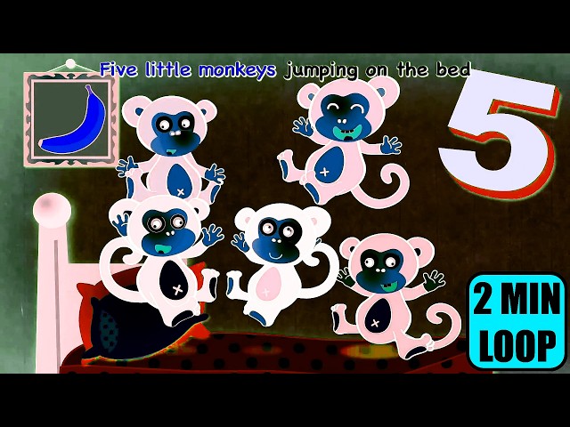 🐒 Five Little Monkeys Jumping on the Bed | Funny Monkey Adventure 🎵 | Kids Songs & Nursery Rhymes
