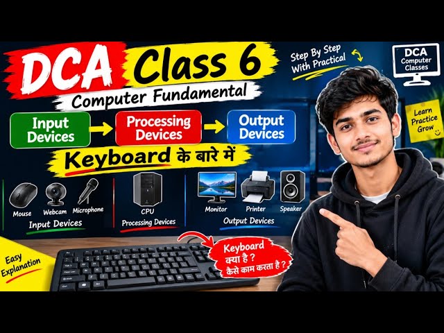 DCA Class 6 | Input, Processing & Output Devices | Keyboard in Hindi