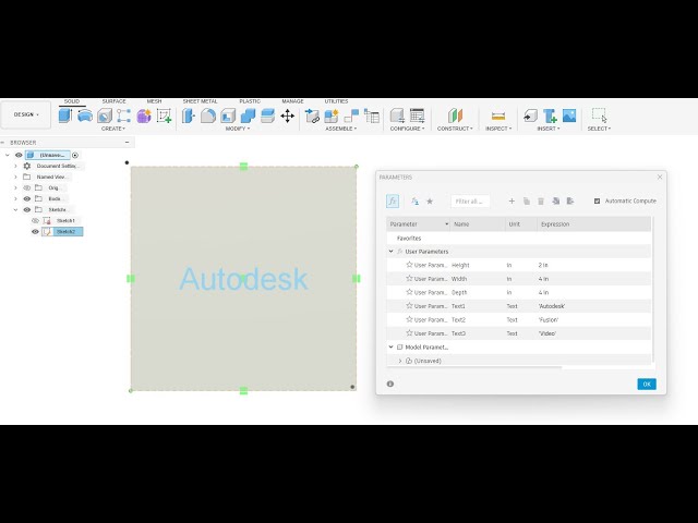 Autodesk Fusion Tutorial - Parametric Text