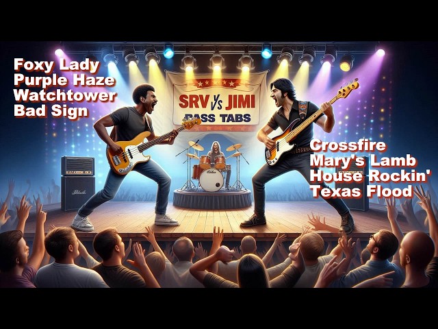 Jimi Hendrix VS Stevie Ray Vaughan Bass Tabs in 9 Minutes.   #srv #jimihendrix #madbass&keys