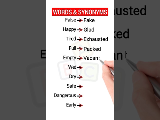 10 Basic Synonyms in English To Use in Daily Life #synonyms #esl #shorts